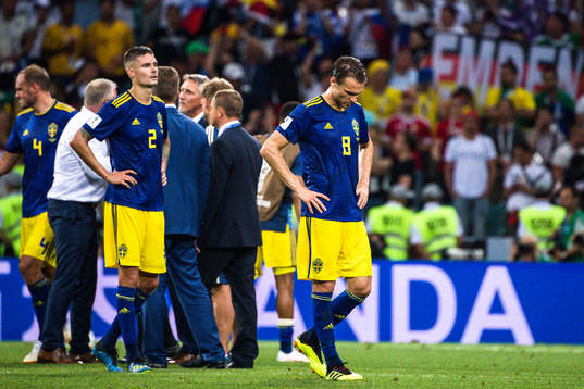 Albin Ekdal of Sweden looks dejected