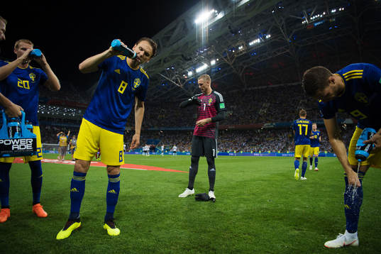 Ola Toivonen, Albin Ekdal, goalkeeper Robin Olsen and