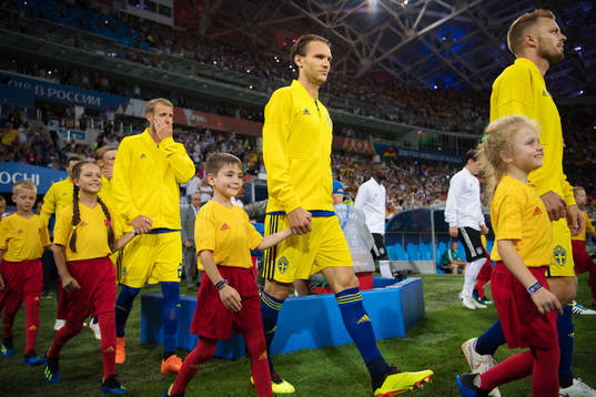Albin Ekdal and Sebastian Larsson of Sweden