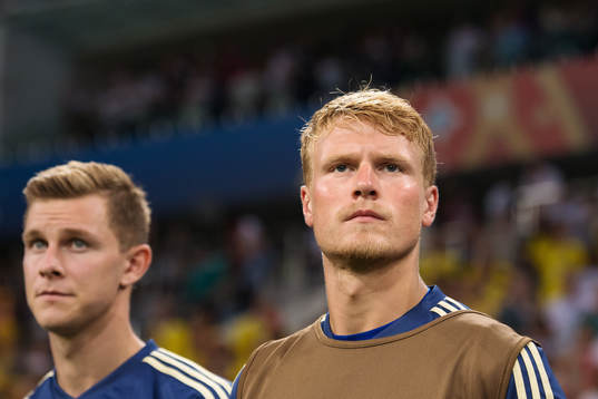 Emil Krafth and Oscar Hiljemark of Sweden