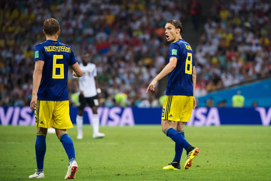 Ludwig Augustinsson and Albin Ekdal of Sweden
