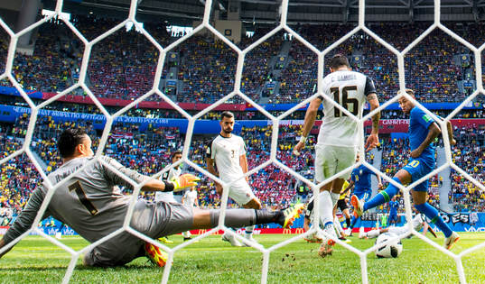 Neymar of Brazil against goalkeeper Keylor Navas and