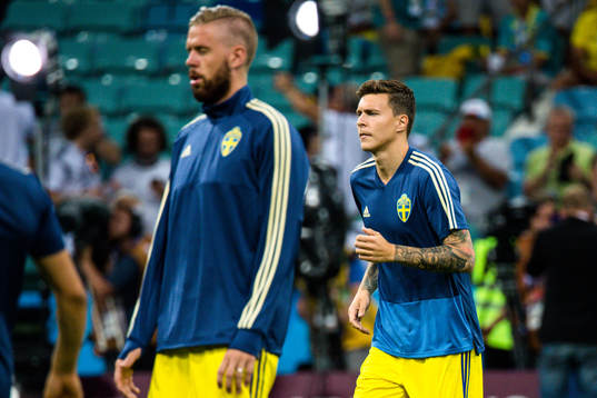 Pontus Jansson and Victor Nilsson Lindelöf of Sweden prior