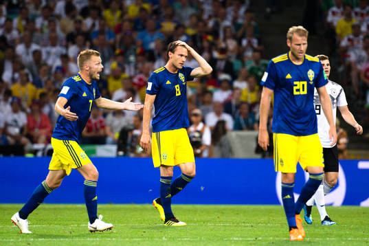 Sebastian Larsson, Albin Ekdal and Ola Toivonen of Sweden