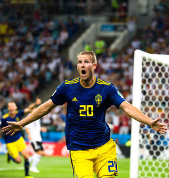 Ola Toivonen of Sweden celebrates the 1-0 goal