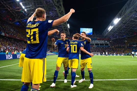 Emil Forsberg, Victor Nilsson Lindelöf and Ola Toivonen of