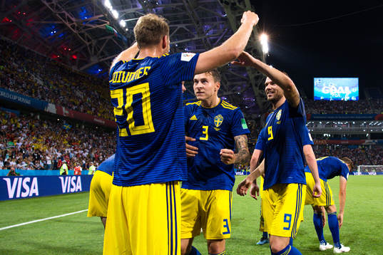 Marcus Berg, Victor Nilsson Lindelöf and Ola Toivonen of