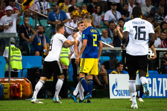 Mikael Lustig of Sweden and Timo Werner of Germany