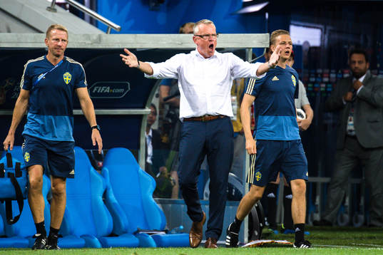head coach Janne Andersson of Sweden reacts