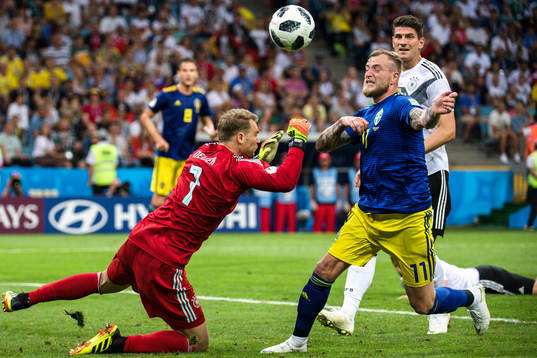 goalkeeper Manuel Neuer of Germany and John Guidetti of
