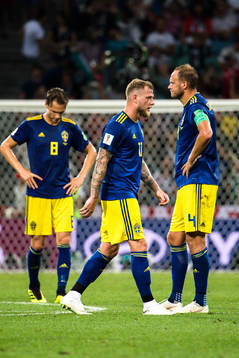 John Guidetti, Albin Ekdal and Andreas Granqvist of Sweden