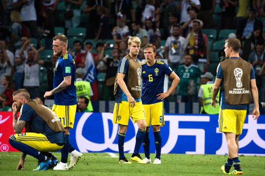 Ludwig Augustinsson of Sweden looks dejected