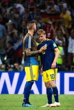 Pontus Jansson and Emil Forsberg of Sweden looks dejected