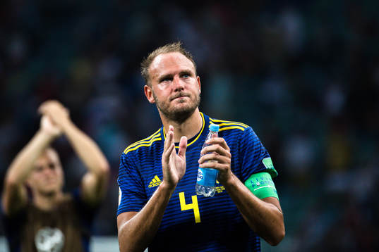 Andreas Granqvist of Sweden looks dejected