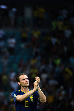 Albin Ekdal of Sweden looks dejected