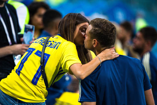 Viktor Claesson of Sweden with girlfriend Julia Cedercrantz