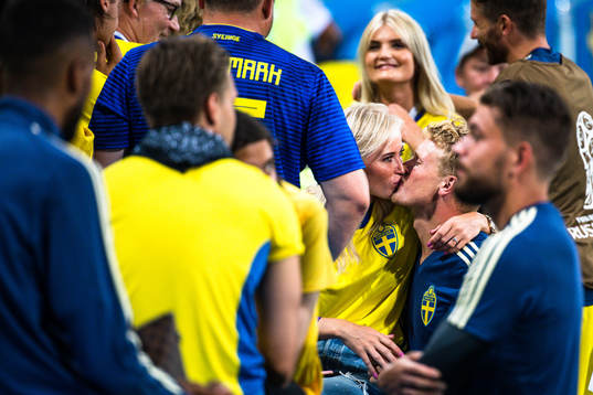 Oscar Hiljemark of Sweden with girlfriend Elin Wass