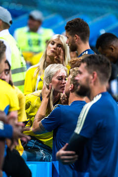 Oscar Hiljemark of Sweden with girlfriend Elin Wass