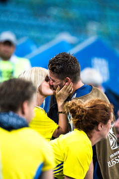 Marcus Rohdén of Sweden with girlfriend Elin Fransson