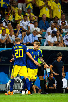Ola Toivonen and John Guidetti of Sweden