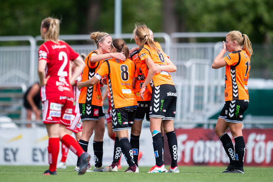 Kristianstads Hanna Sandström och Alice Nilsson jublar