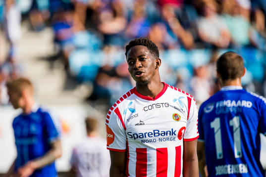 Mushaga Bakenga of Tromsø looks dejected