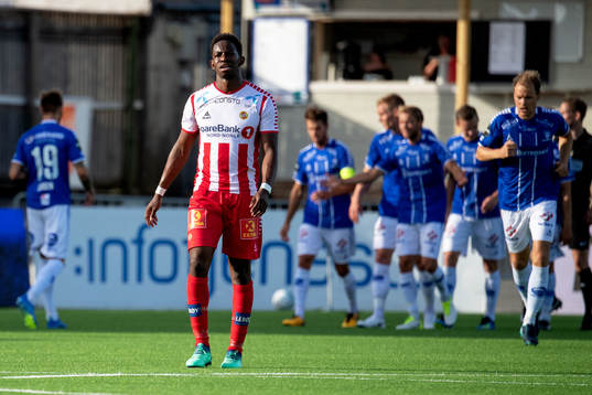 Mushaga Bakenga of Tromsø looks dejected
