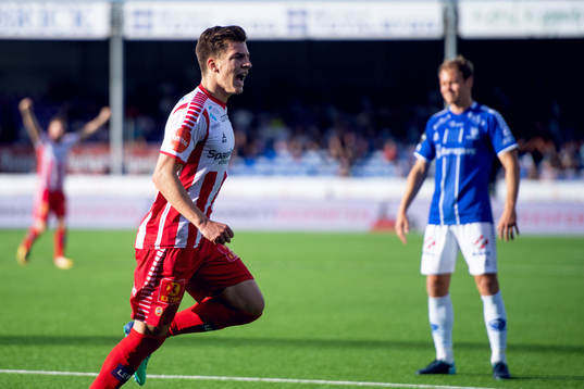 Jostein Gundersen of Tromsø celebrates