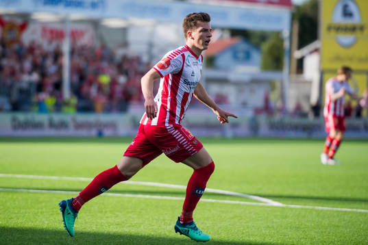 Jostein Gundersen of Tromsø celebrates