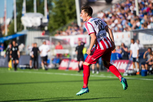Jostein Gundersen of Tromsø celebrates