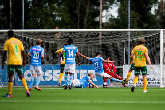 Kristoffer Hansen of Ull/Kisa scores the 2-1 goal