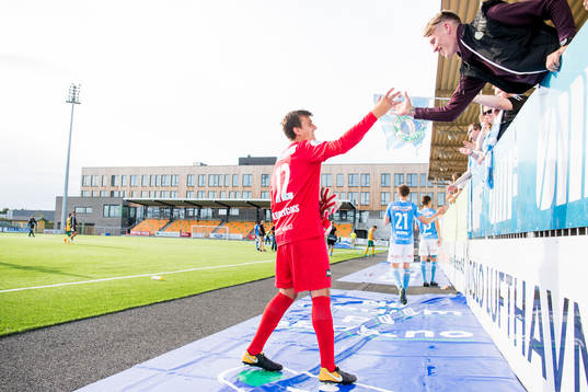 Goalkeeper Deniss Korneiciks of Sandnes Ulf