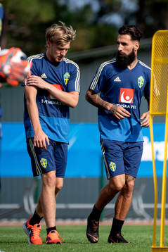 Emil Forsberg and Jimmy Durmaz of the Swedish national