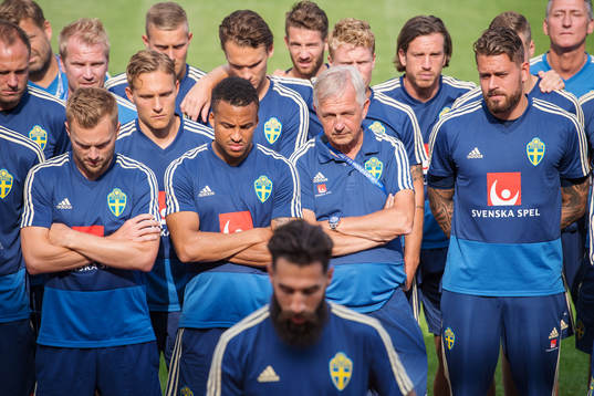 Players and coaching staff of the Swedish national football