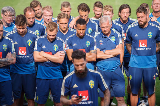Players and coaching staff of the Swedish national football