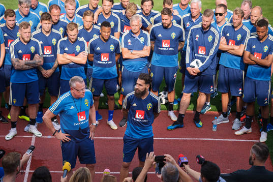 Players and coaching staff of the Swedish national football