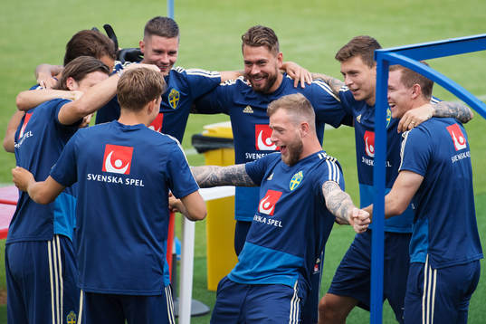 John Guidetti of the Swedish national football team at a