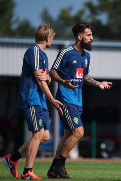 Emil Forsberg and Jimmy Durmaz of the Swedish national