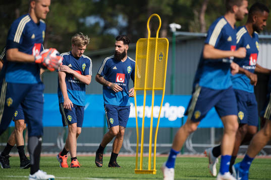 Emil Forsberg and Jimmy Durmaz of the Swedish national
