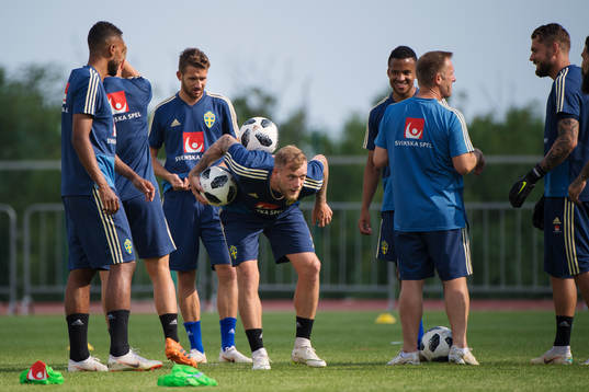 John Guidetti of the Swedish national football team at a