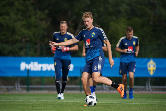 Oscar Hiljemark of the Swedish national football team at a