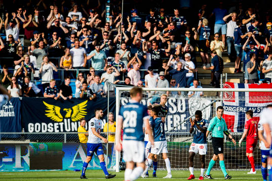 Eirik Ulland Andersen of Strømsgodset celebrates