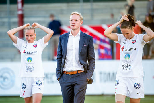 Rosengårds Ebba Wieder, tränare Jonas Eidevall och Simone