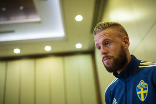 Pontus Jansson of the Swedish national football team at a