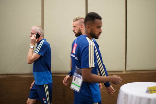 Pontus Jansson and Isaac Kiese Thelin of the Swedish