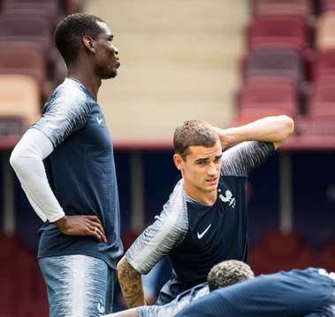 Paul Pogba and Antoine Griezmann of France