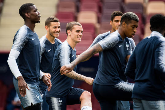 Paul Pogba and Antoine Griezmann of France