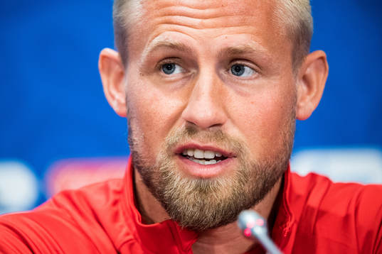 Goalkeeper Kasper Schmeichel of Denmark