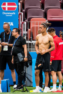 Yussuf Yurary Poulsen of Denmark prior a practice session