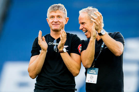 Lars Arne Nilsen, head coach of Brann, and Rune Soltvedt,